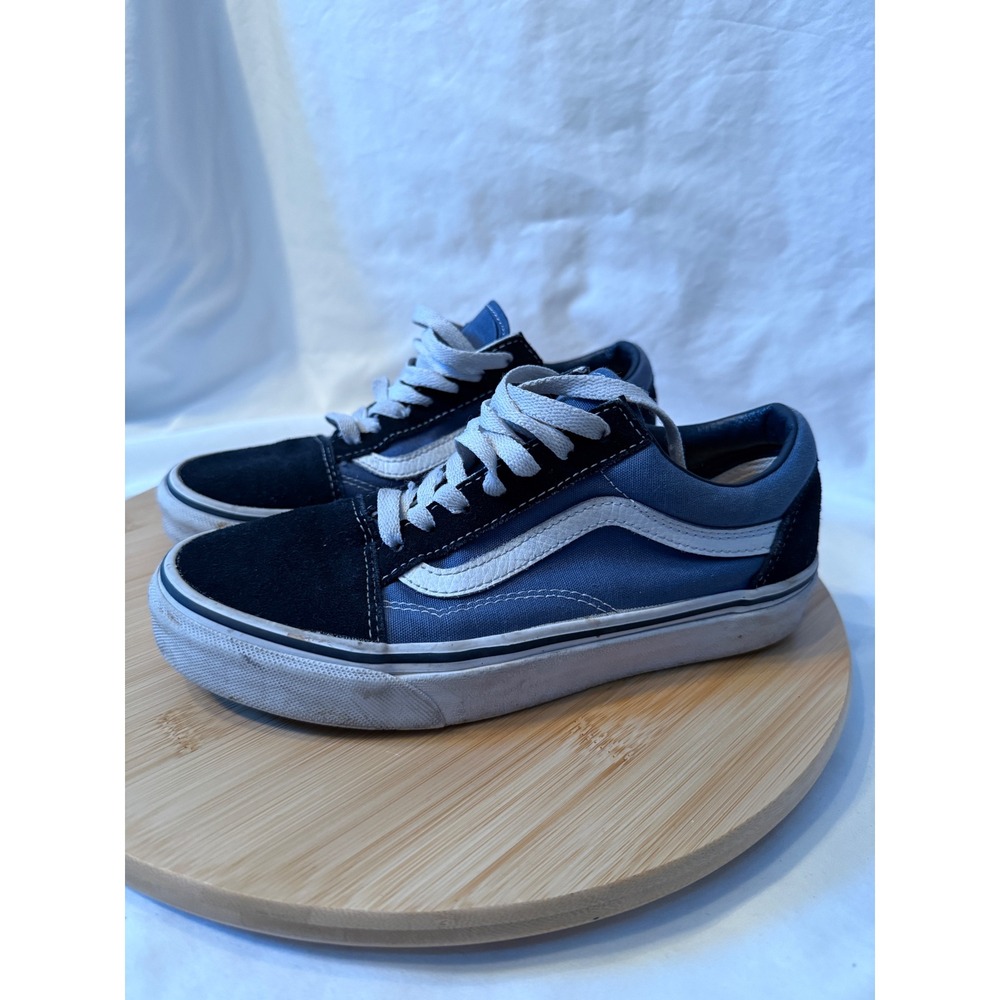 Vans Old Skool Navy Black Suede Canvas Skate Shoes Mens 5 Womens 6.5